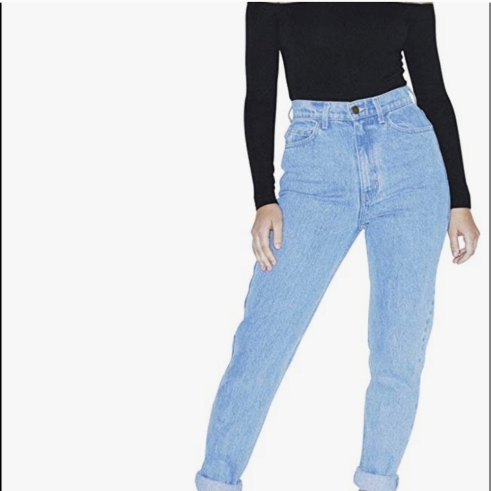 American Apparel Light Wash High Rise Tapered Leg Denim Jeans Size 29